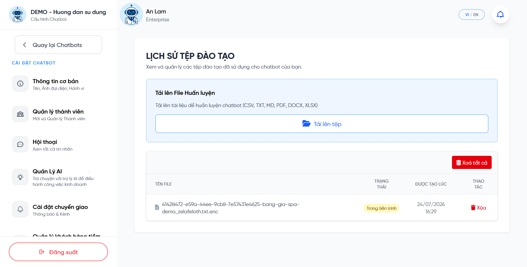 Danh sách file huấn luyện